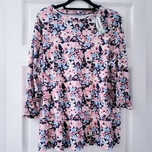 New Ultrasofts by National 3/4 Sleeve Top in Floral Print Size L